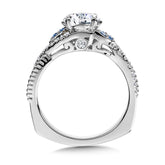 Diamond And Blue Sapphire Engagement Ring